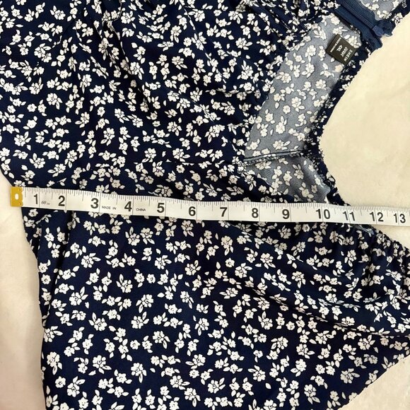 Shein Curve Floral Bohemian Maxi Dress With Puff Sleeves Navy & White  4XL - Picture 11 of 14